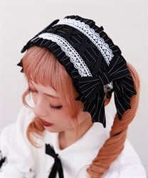 ストライプリボンヘッドドレス【ランク限定Web先行販売】(黒-F)