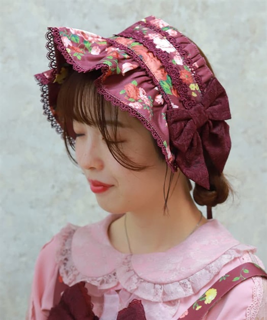 アンティークローズ柄ハーフボンネット | kawaii | axes femme アンティークローズ柄ハーフボンネット | kawaii | axes femme
