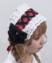 タータンチェックヘッドドレス【予約】(ワイン-F)