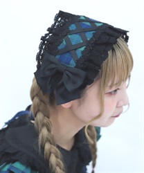 タータンチェックヘッドドレス【予約】(グリーン-F)