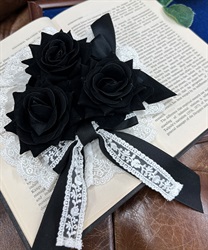 ウィンターローズクリップ(黒-F)