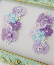 パンジー刺繍クリップセット(ラベンダー-F)