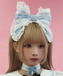 ガーリーリボンカチューシャ(サックス-F)