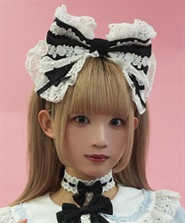 ガーリーリボンカチューシャ(黒-F)