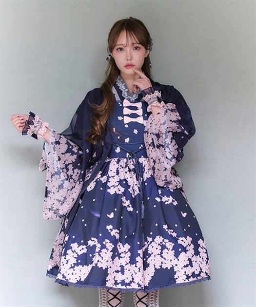 桜柄シアー着物風羽織 | kawaii | axes femme online shop 桜柄シアー着物風羽織 | kawaii | axes femme online shop