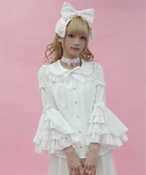丸襟姫袖ブラウス【受注生産】(白-M)