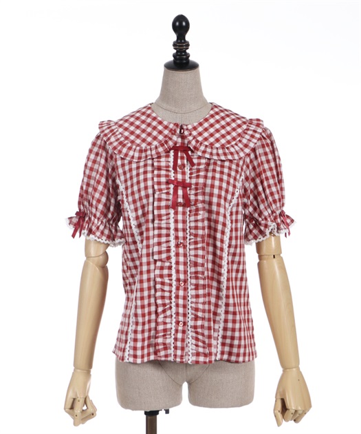 ギンガムチェック半袖ブラウス | outlet | axes femme online shop ギンガムチェック半袖ブラウス | outlet | axes femme online shop