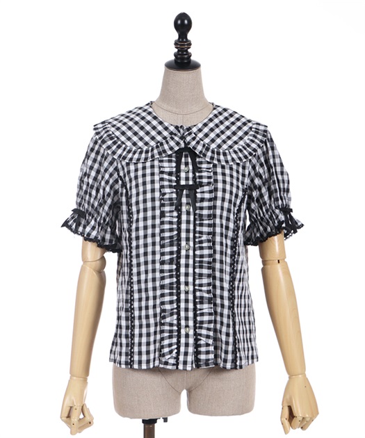 ギンガムチェック半袖ブラウス | outlet | axes femme online shop ギンガムチェック半袖ブラウス | outlet | axes femme online shop