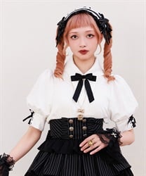 コウモリ衿半袖ブラウス【ランク限定Web先行販売】(白-M)
