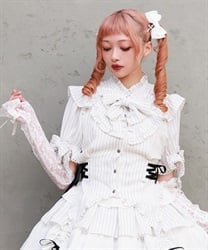 ストライプリボンブラウス【ランク限定Web先行予約】(白-M)