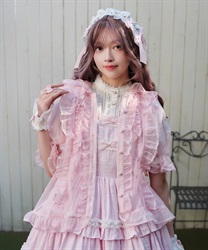 ドットチュールブラウス(ピンク-M)