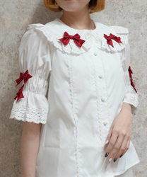 トーションレースブラウス(赤-M)