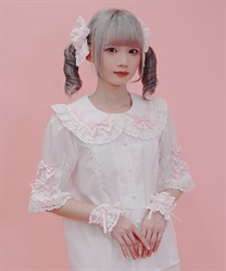 トーションレースブラウス(ピンク-M)