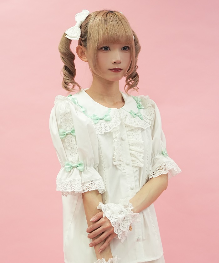 タグ付美品 axes ビスチェブラウス ミントグリーン レース ロリータ タグ付美品 axes ビスチェブラウス ミントグリーン レース ロリータ