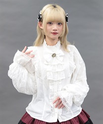 クラシカルレーシーブラウス【ランク限定Web先行予約】(白-M)