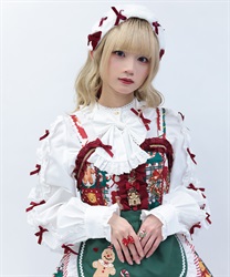 配色リボンブラウス(ワイン-M)