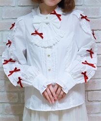 配色リボンブラウス