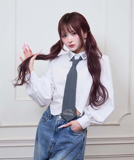 デザインヘムクロップドシャツ【2点10%OFF対象商品】