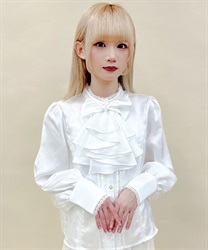 ジャボブローチ付きブラウス【ランク限定Web先行予約】(白-M)