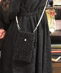 ミニローズスマホポシェット(黒-F)