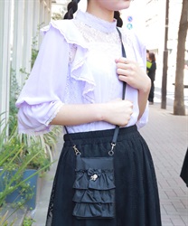 フリルスマホポシェット(黒-F)