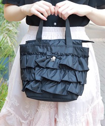 撥水フリルトート(黒-F)
