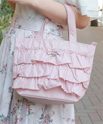 撥水フリルトート(ピンク-F)