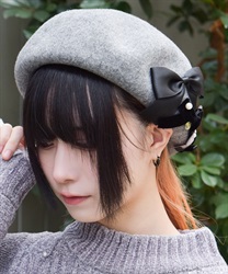 リボンウールベレー(グレー-F)