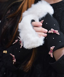 リボンローズファーグローブ(白-F)