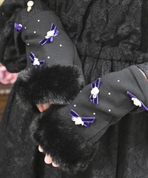 リボンローズファーグローブ(黒-F)