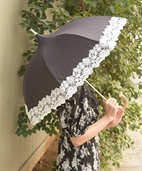 パゴダ薔薇レース晴雨兼用傘(黒-F)
