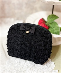 ミニローズシェルポーチ(黒-F)