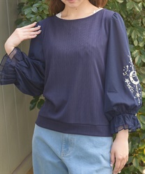 メテオール刺繍袖プルオーバー【WEB先行販売】(紺-F)