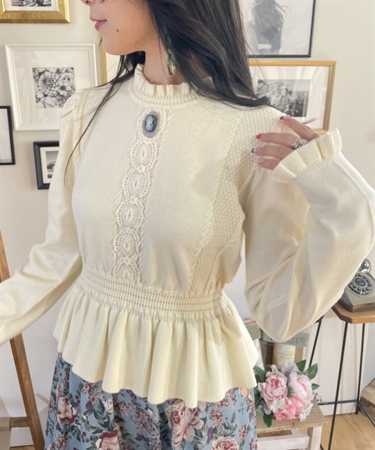 カメオ付ペプラムニット | outlet | axes femme online shop