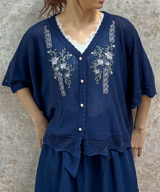 レース×ローズ刺繍ポンチョ | レディース服・レディース レース×ローズ刺繍ポンチョ | レディース服・レディース