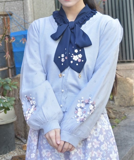 サクラ刺繍チュール袖カーディガン | レディース服・レディース サクラ刺繍チュール袖カーディガン | レディース服・レディース
