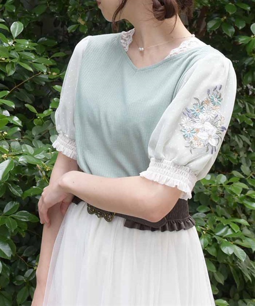 ドットチュール×刺繍プルオーバー【期間限定価格】 | outlet ドットチュール×刺繍プルオーバー【期間限定価格】 | outlet