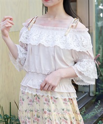 シアストライプ×レースプルオーバー【WEB先行販売】(生成り-F)