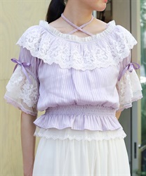 シアストライプ×レースプルオーバー【WEB先行販売】(ラベンダー-F)