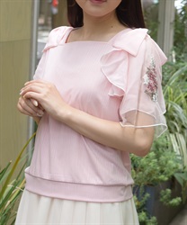 接触冷感ダリア刺繍プルオーバー【WEB先行販売】(ピンク-F)