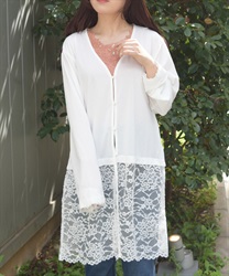 ＵＶカットレース切替カーデ【予約】(白-F)