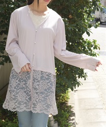 ＵＶカットレース切替カーデ【予約】(グレージュ-F)