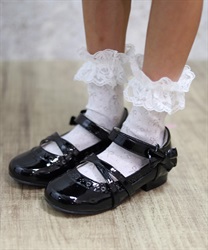 クロスストラップパンプス(黒-M)
