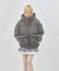 ボリュームリボンニットダウン【二次予約】(チャコール-F)