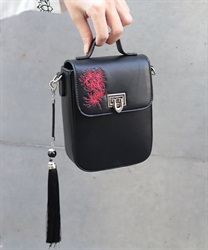 彼岸花刺繍ショルダーバッグ(真紅-F)