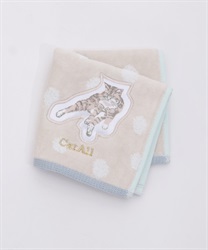 ＣＡＴプリントアップリケハンカチ(ベージュ-F)