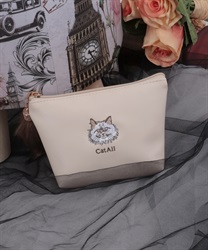 ＣＡＴ船形刺繍ポーチ(ピンク-F)