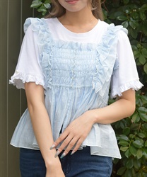 ビスチェ×Ｔシャツセット(サックス-F)