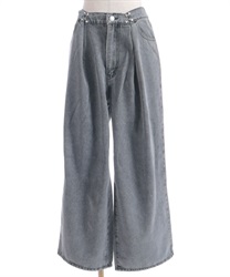 デニムホックタックパンツ(黒-F)