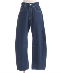 デニムバレルレッグパンツ(インディゴ-F)